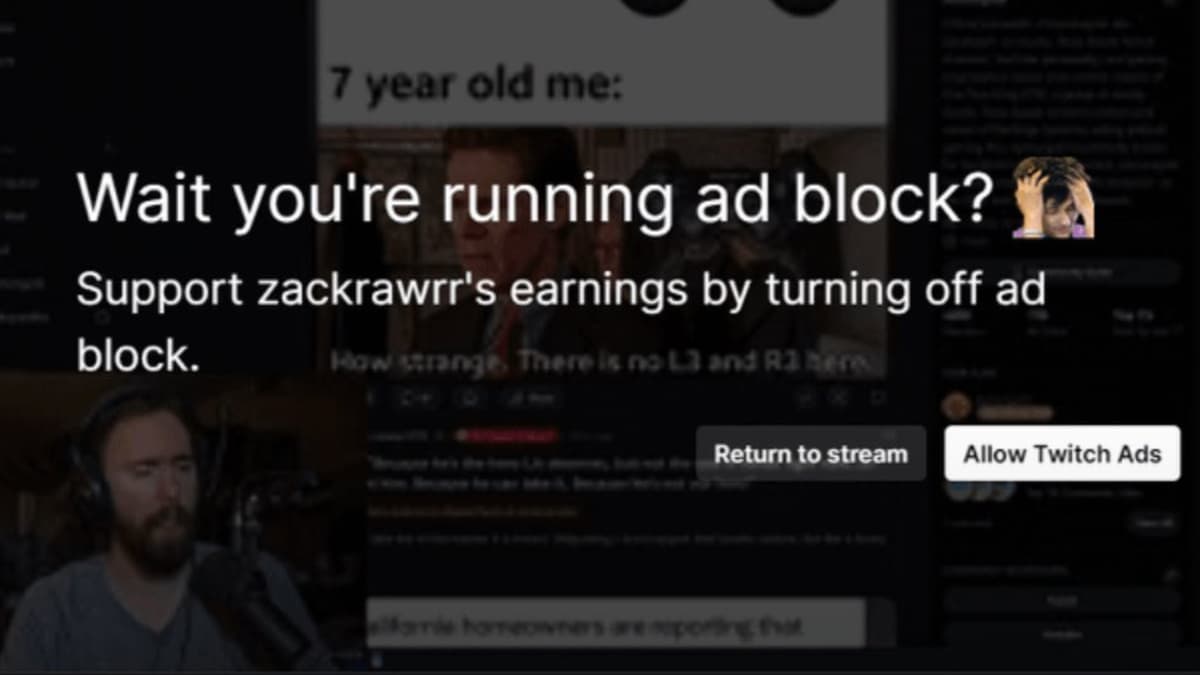 twitch ad block message