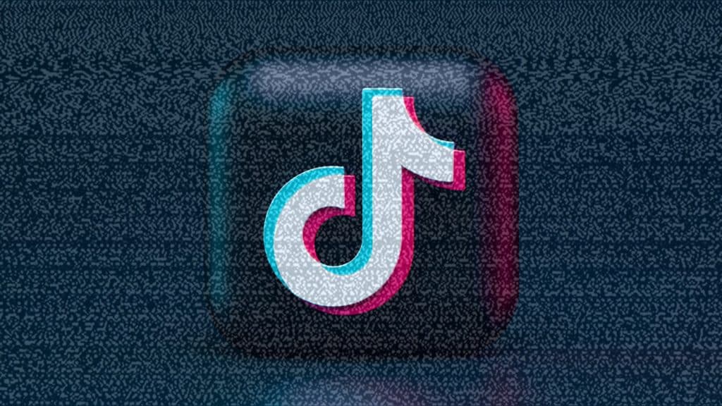 The TikTok logo against TV static.