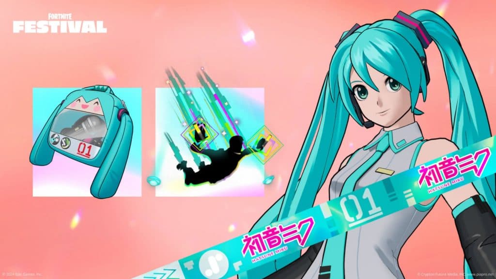 A screenshot featuring Hatsune Miku in Fortnite.