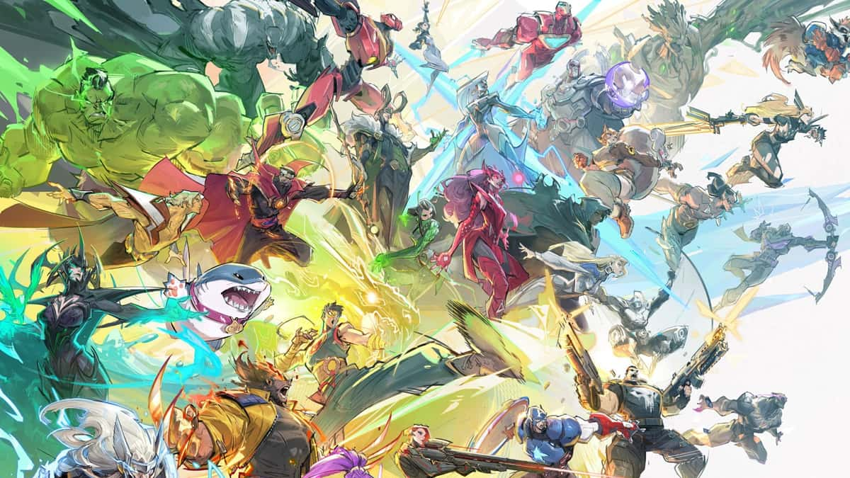 Marvel Rivals key art featuring all of the launch characters.