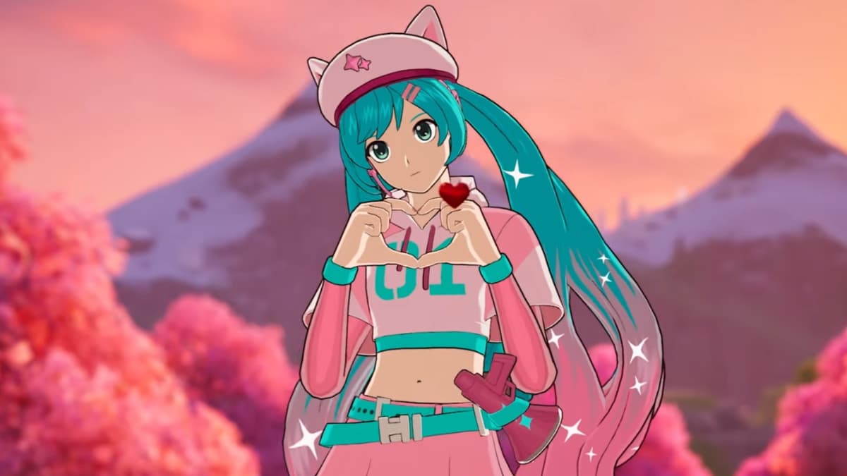 A screenshot featuring the Hatsune Miku Neko skin in Fortnite.