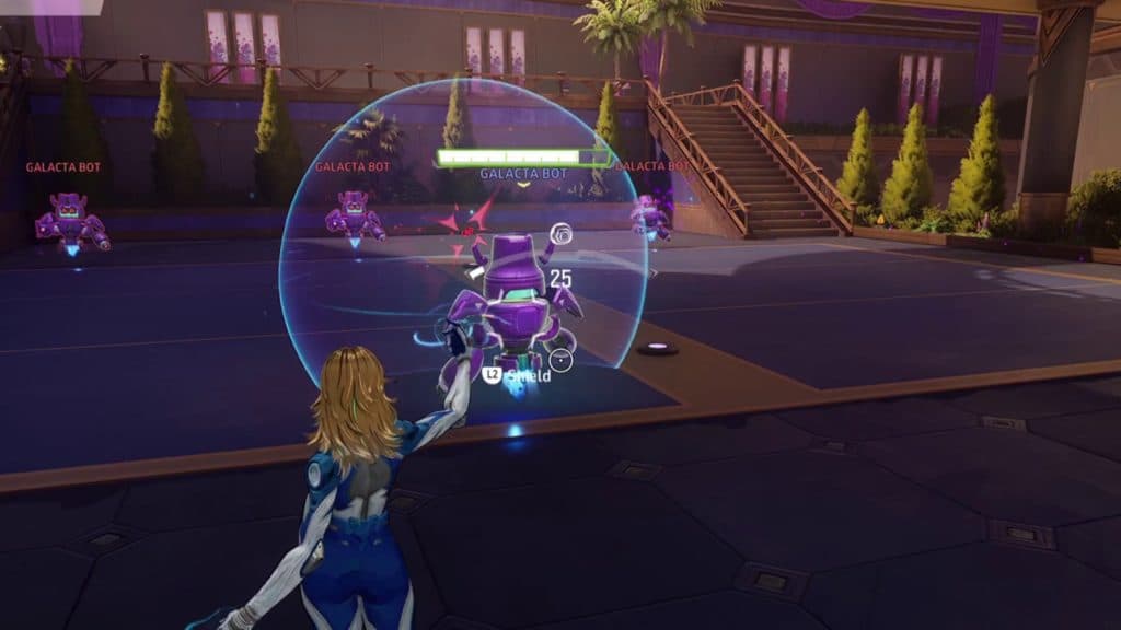 Invisible Woman in Marvel Rivals using her Guardian Shield ability