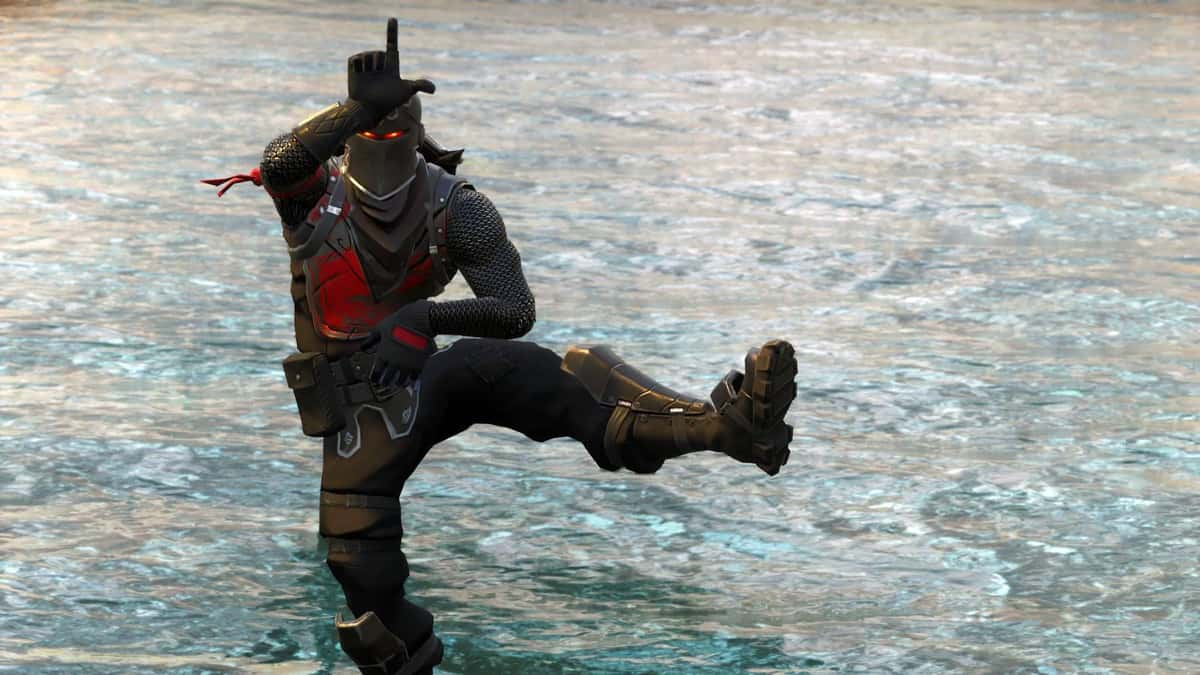 A Fortnite character hitting the "Take The L" dance in some water