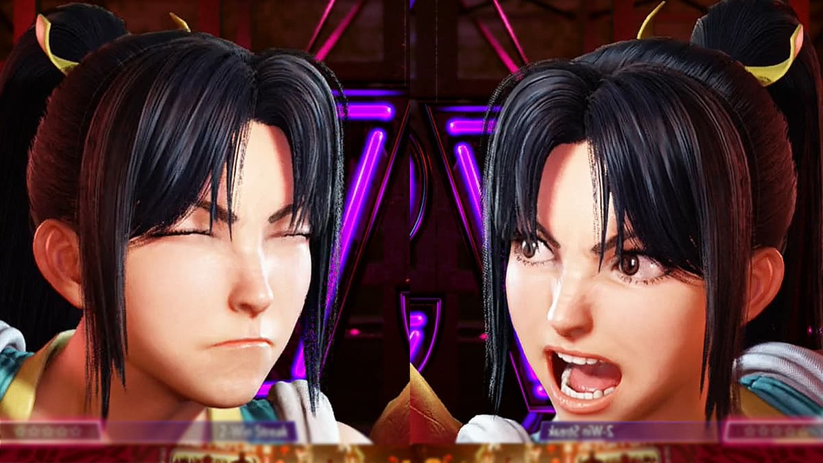 Mai Shiranui's pre-match 'game faces' in Street Fighter 6.