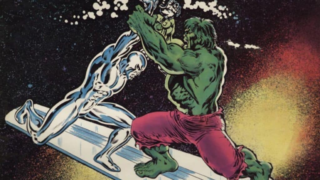 Marvel Silver Surfer carrying Hulk