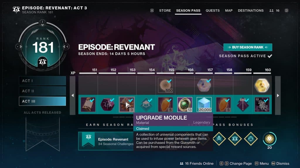 Episode Revenant season pass rewards.