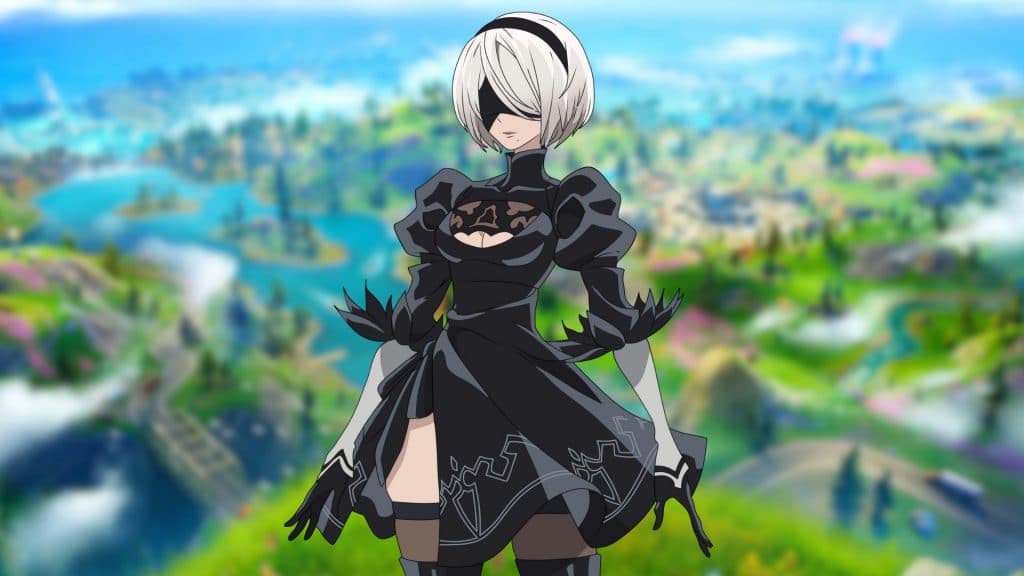 2B standing in a field in Fortnite