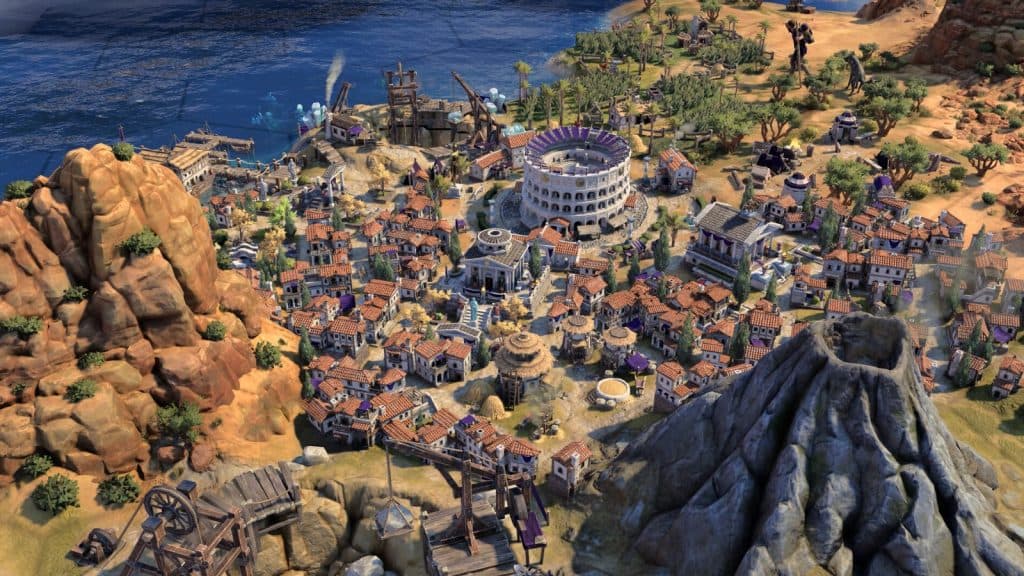 A Roman-style city in Civilization VII