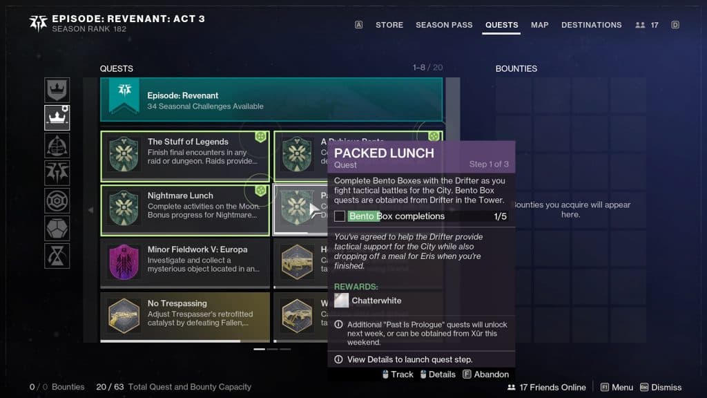 The Packed Lunch quest in Destiny 2.