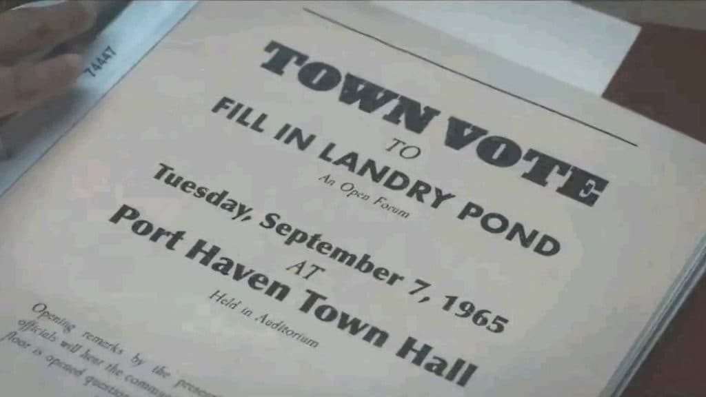 A town hall notice from 1965 in The Way Home Season 3