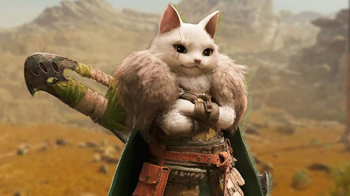 Palico in Monster Hunter Wilds desert