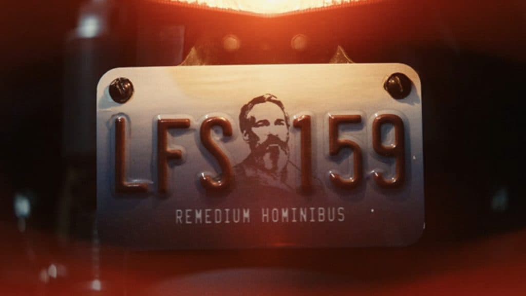 The term remedium hominibus in Milchick's license plate in Severance Season 2