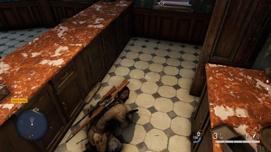 Screenshot of Sniper Elite: Resistance player planting Rat Bomb