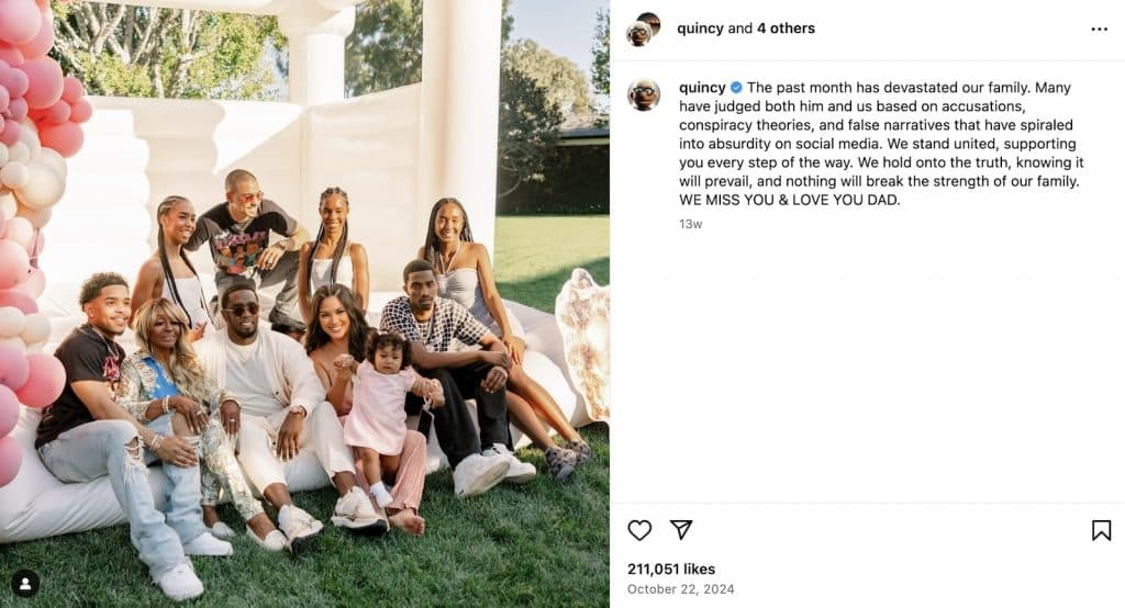 Instagram statement from Diddy's children