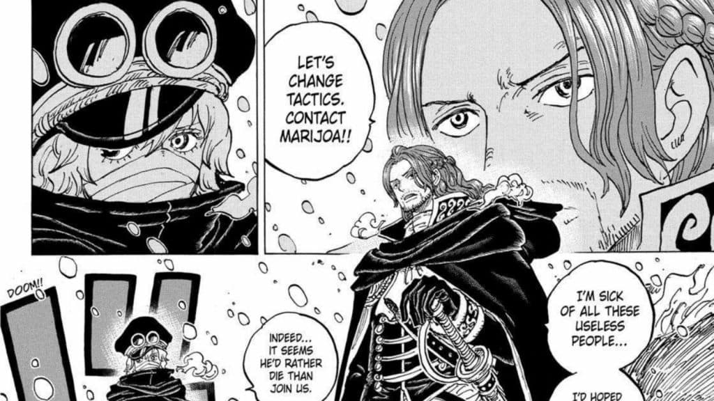 A One Piece manga panel with Shamrock