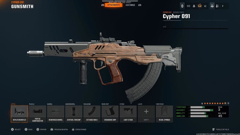 Screenshot of best Cypher 091 loadout in Black Ops 6