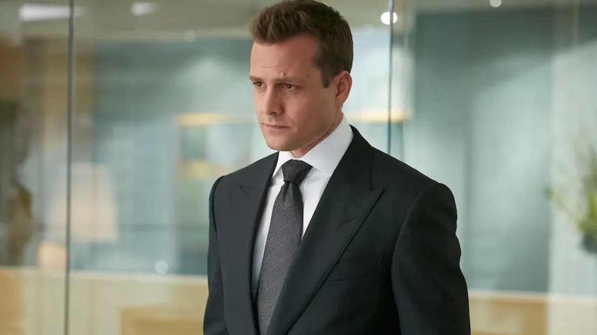 Gabriel Macht in his law firm in Suits.