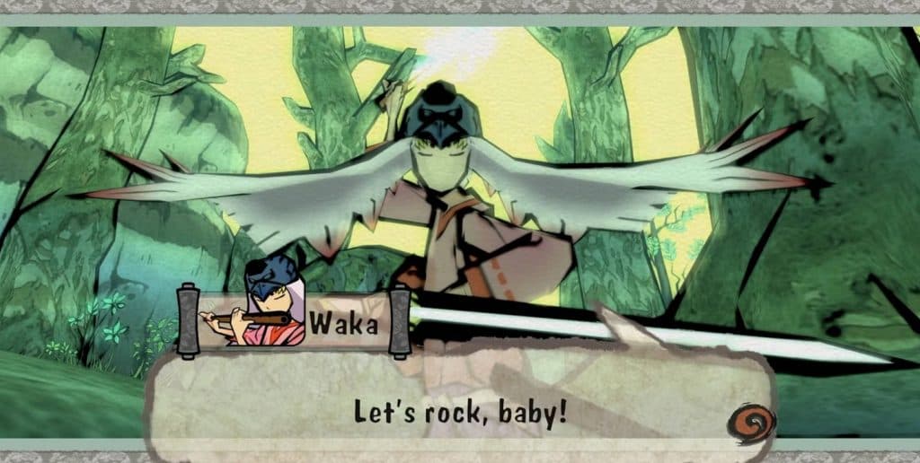 Waka using Dante's catchphrase in Okami (2006).