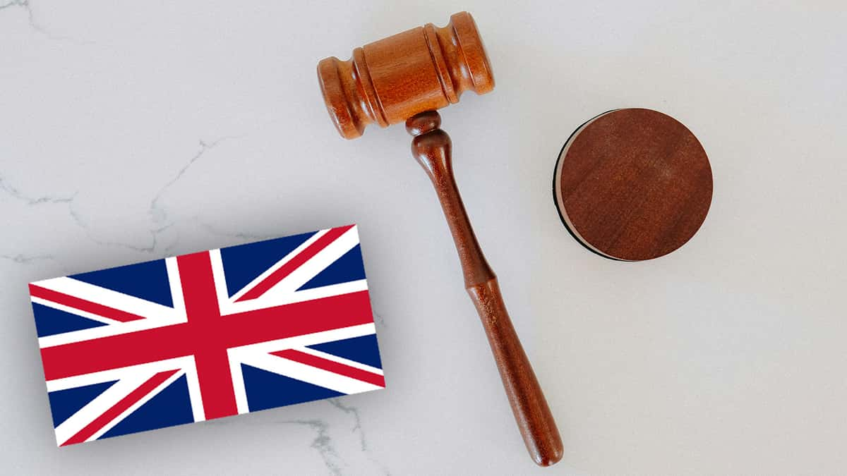 UK flag with a judges gavel