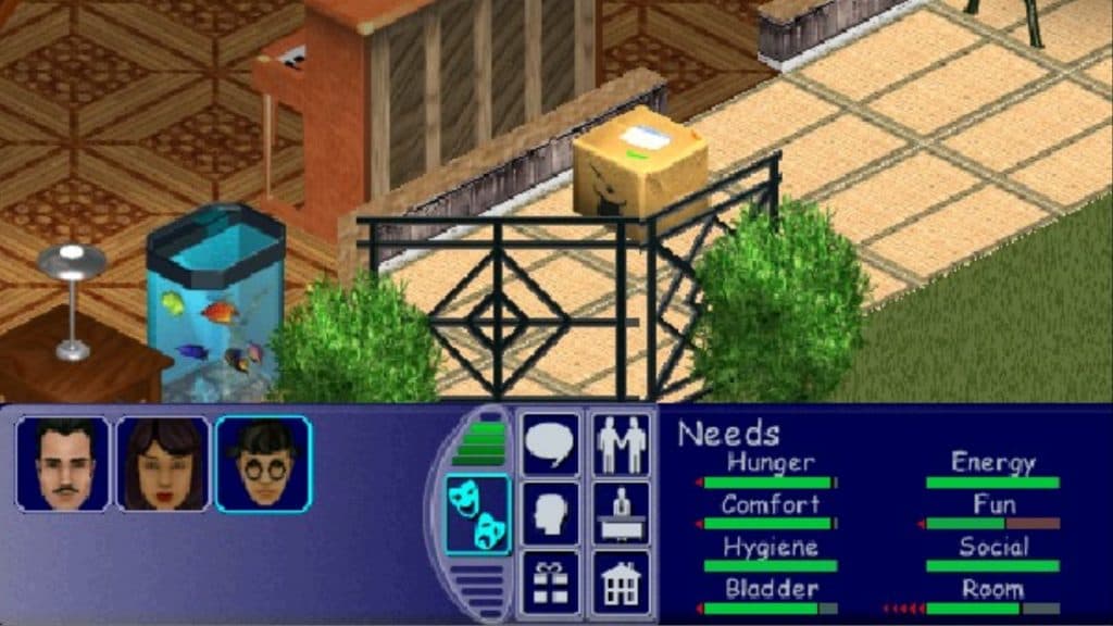 A screenshot featuring all needs in The Sims 1.