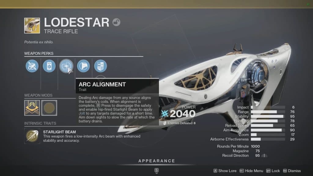 The Lodestar exotic trace rifle in Destiny 2.