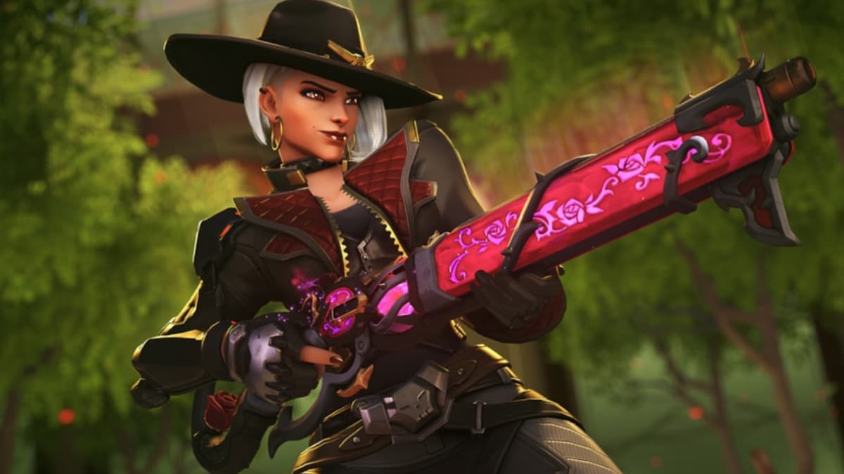 ashe in overwatch 2 holding mythic weapon