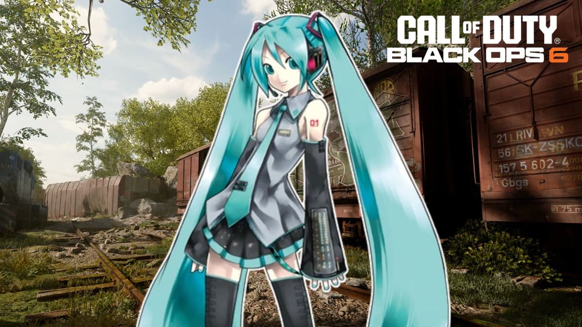 Hatsune Miku in Black Ops 6 map with train cars