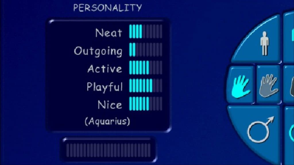 A screenshot featuring the zodiac sign feature in The Sims 1.