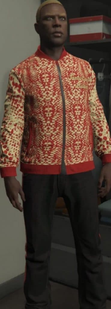 GTA Online character standing in Gold Snake Santo Capra Outfit