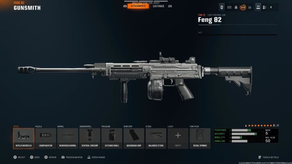 Screenshot of best Feng 82 loadout in Black Ops 6