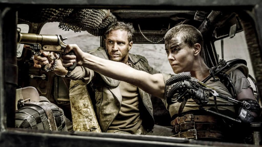 Tom Hardy and Charlize Theron in Mad Max: Fury Road