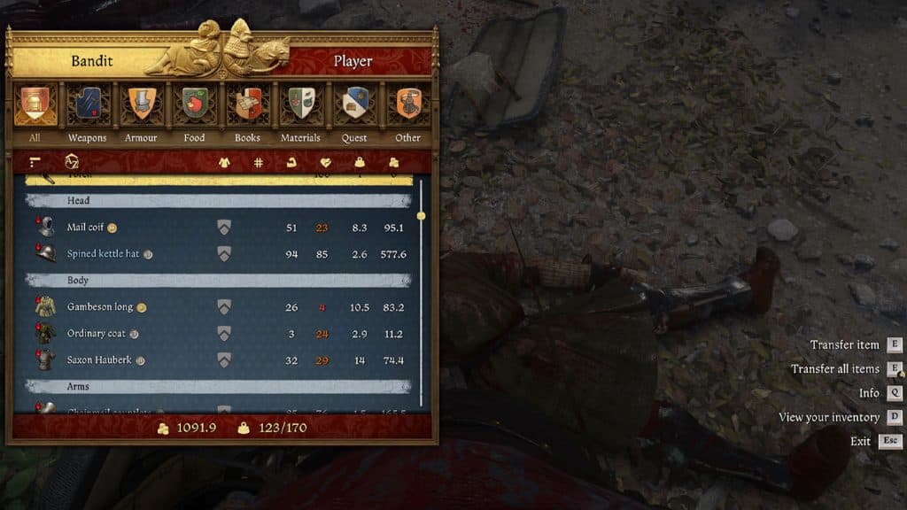 looting menu in kingdom come deliverance 2