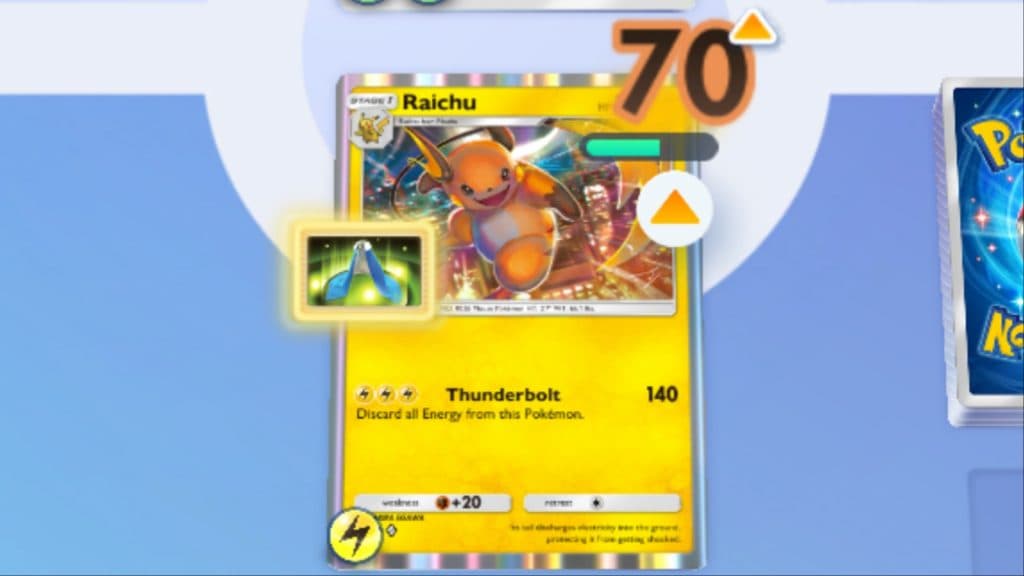 A screenshot featuring a Tool Card in Pokemon TCG Pocket.