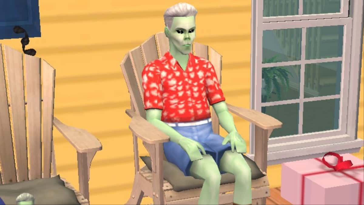 A screenshot featuring a Sim from The Sims 2 Legacy Collection.