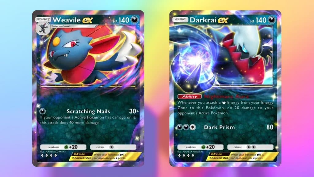 weavile ex darkrai ex pokemon tcg pocket