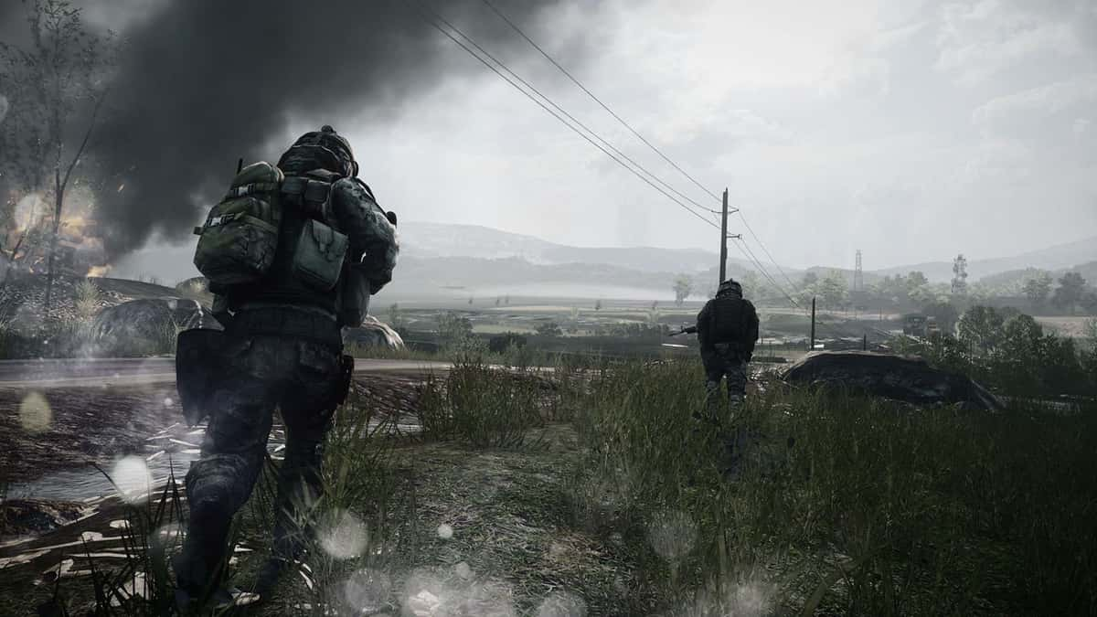 Battlefield 3 characters running across field