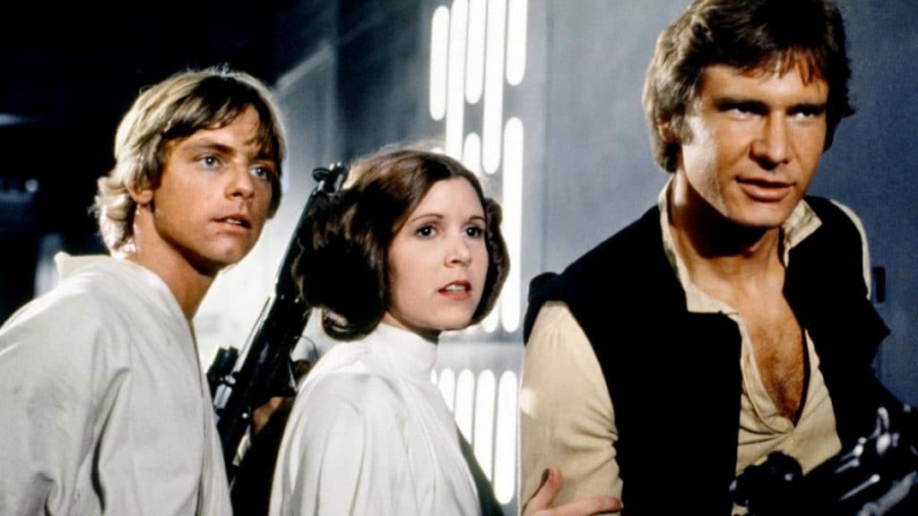 Luke, Leia, and Han going into Star Wars action.