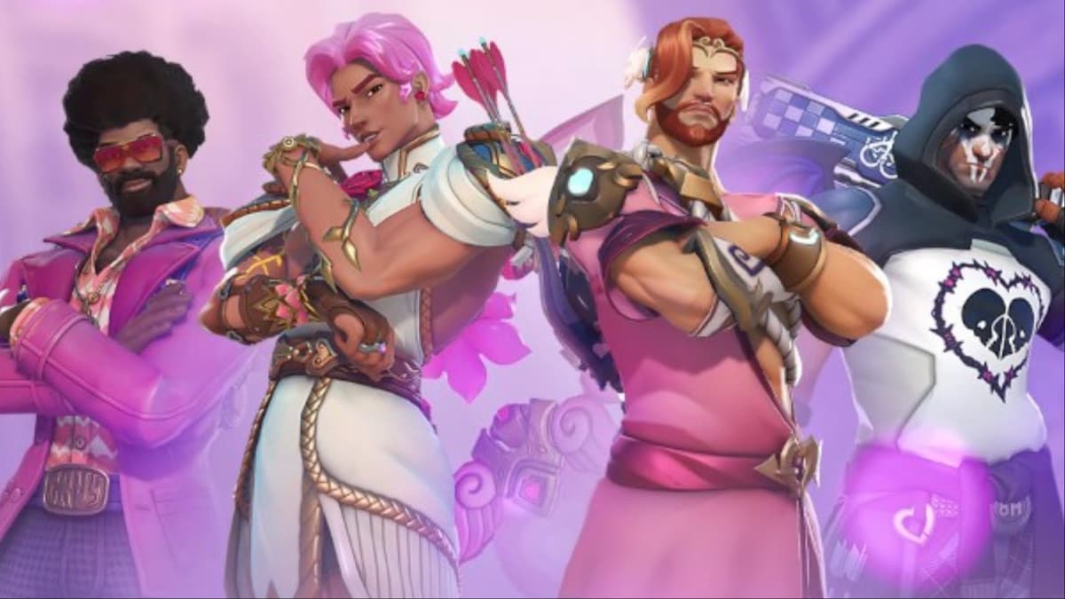 A screenshot featuring the Overwatch 2 Valentine's Day event.