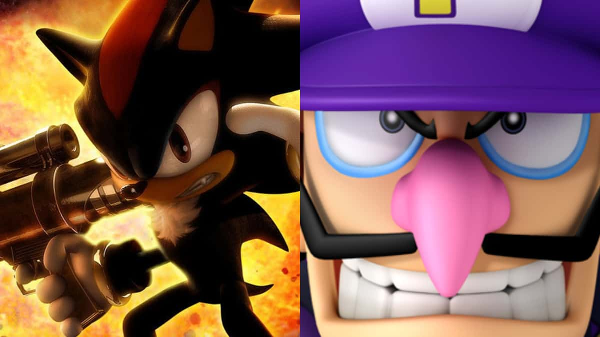 shadow the hedgehog and waluigi side-by-side