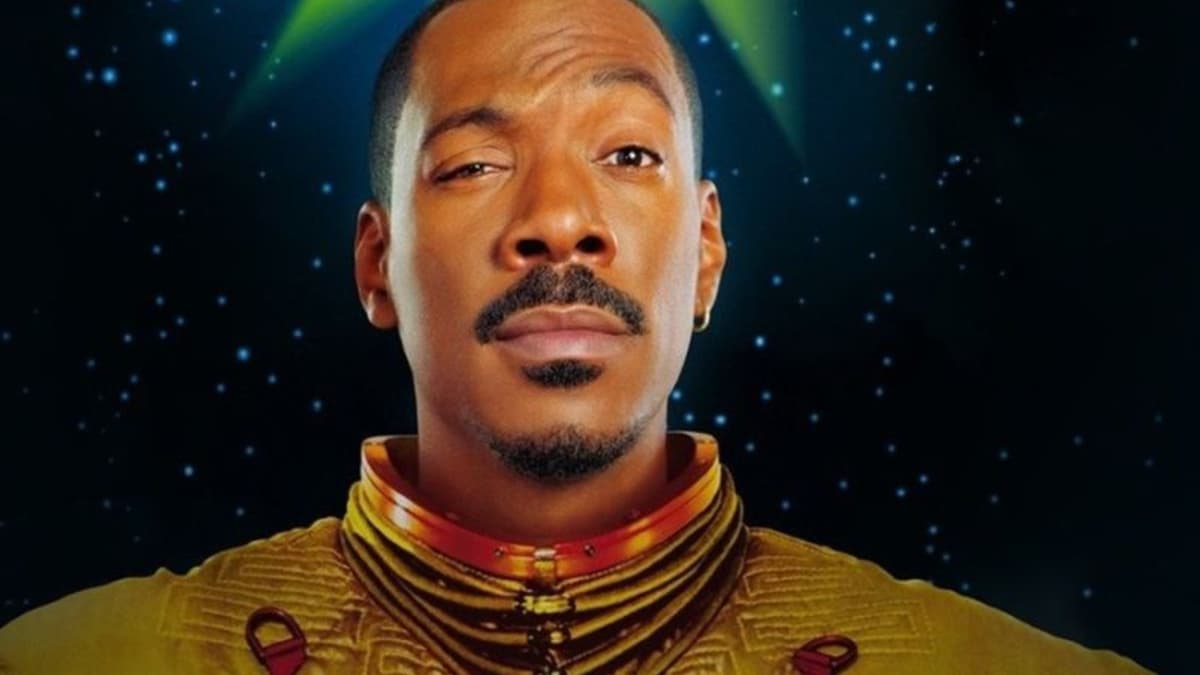 Eddie Murphy raising an eyebrow on the Pluto Nash poster.