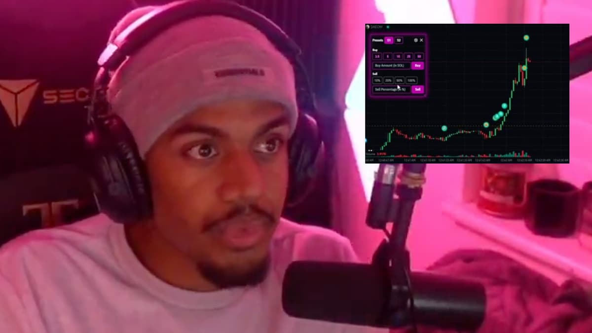 Twitch streamer Jalen with screenshot of his 350 SOL profit