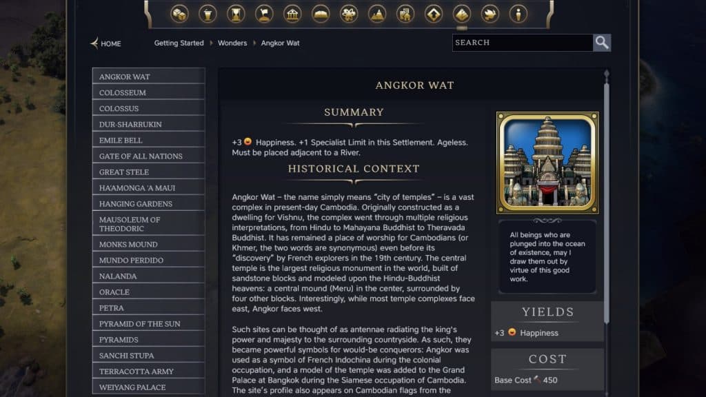 The Angkor Wat Wonder in Civilization 7