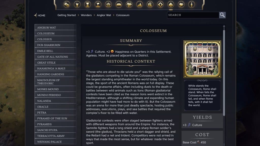 The Colosseum Wonder in Civilization 7