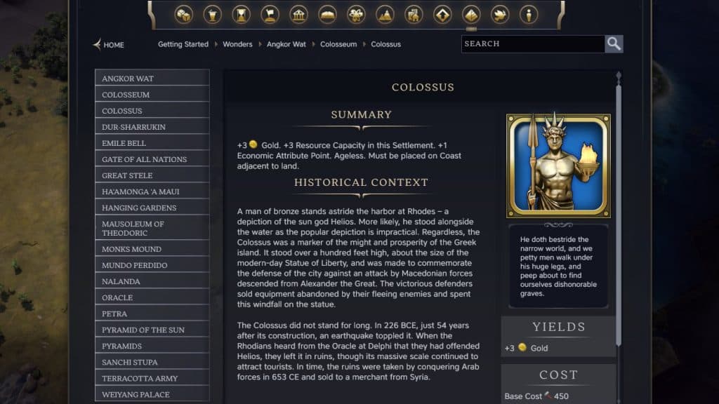 The Colossus Wonder in Civilization 7