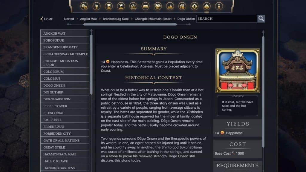 The Dogo Onsen Wonder in Civilization 7