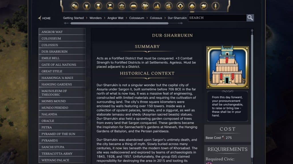 The Dur Sharrukin Wonder in Civilization 7