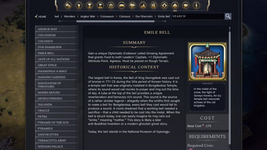 The Emile Bell Wonder in Civilization 7