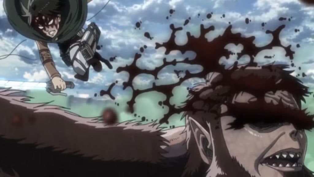 Levi slices the Beast Titan's eyes