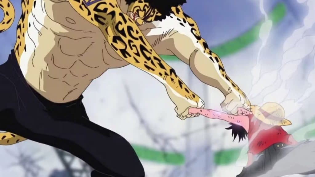 Luffy and Lucci battle