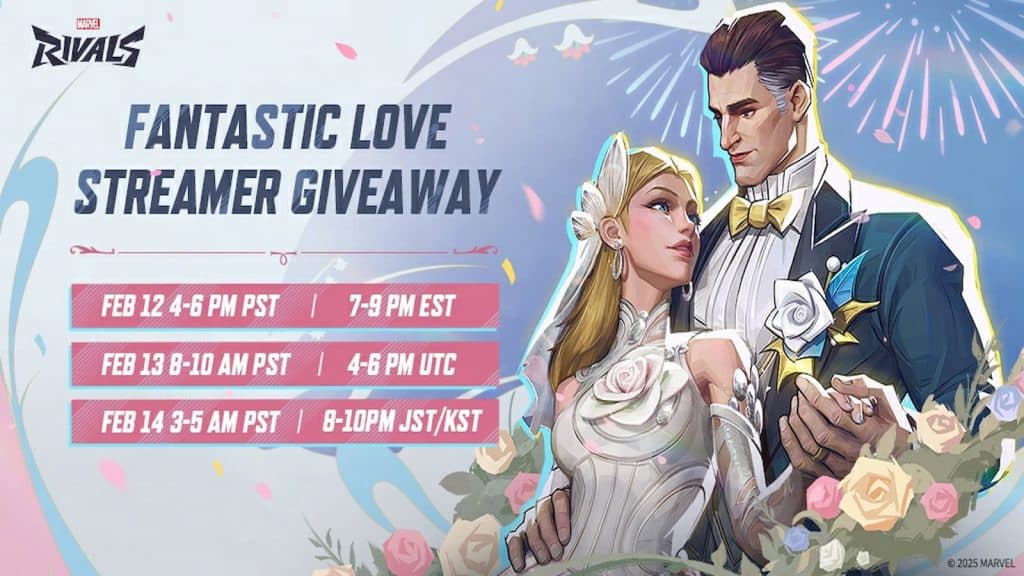 Artwork for Fantastic Love streamer giveaway in Marvel Rivals